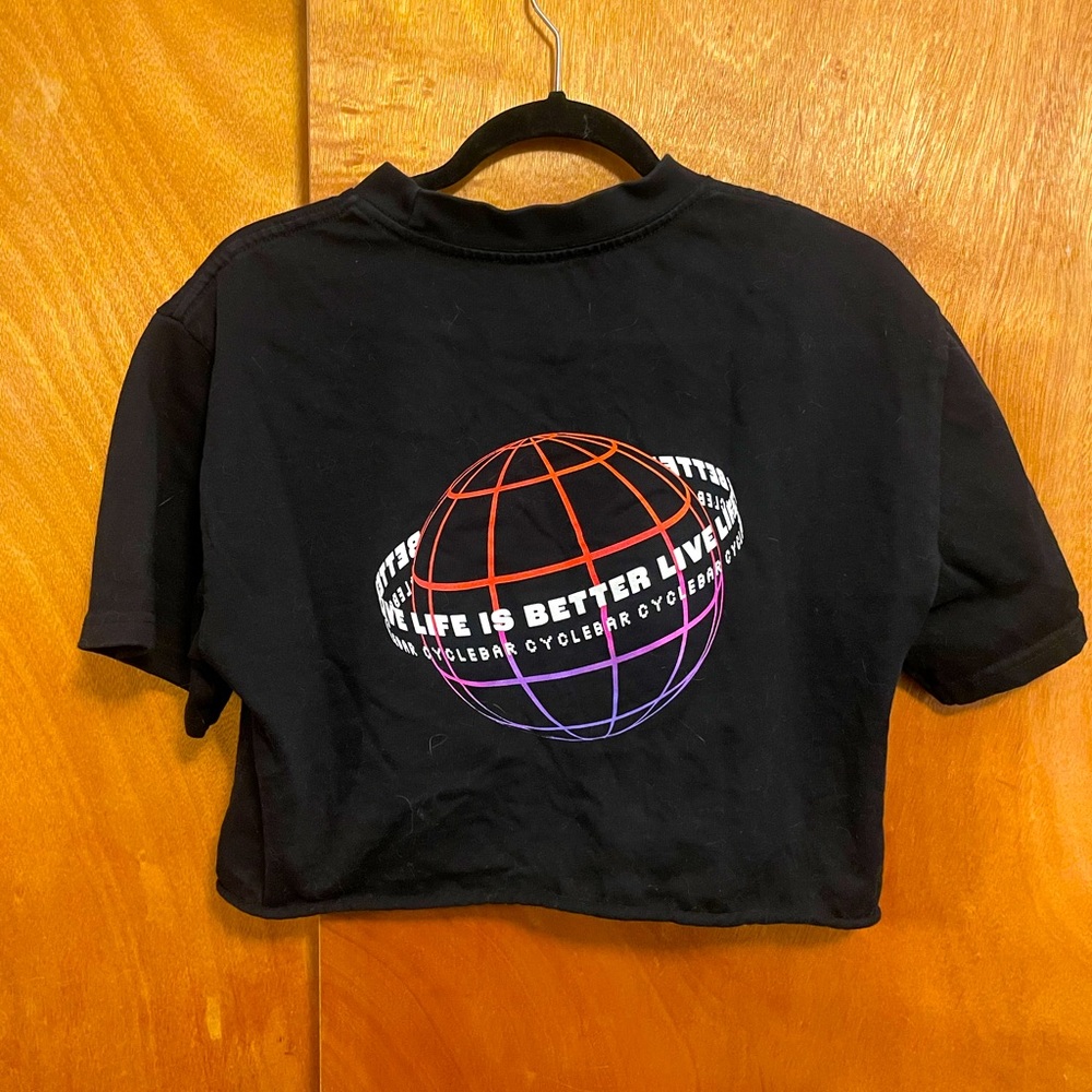 CycleBar “life is better live” cropped tee